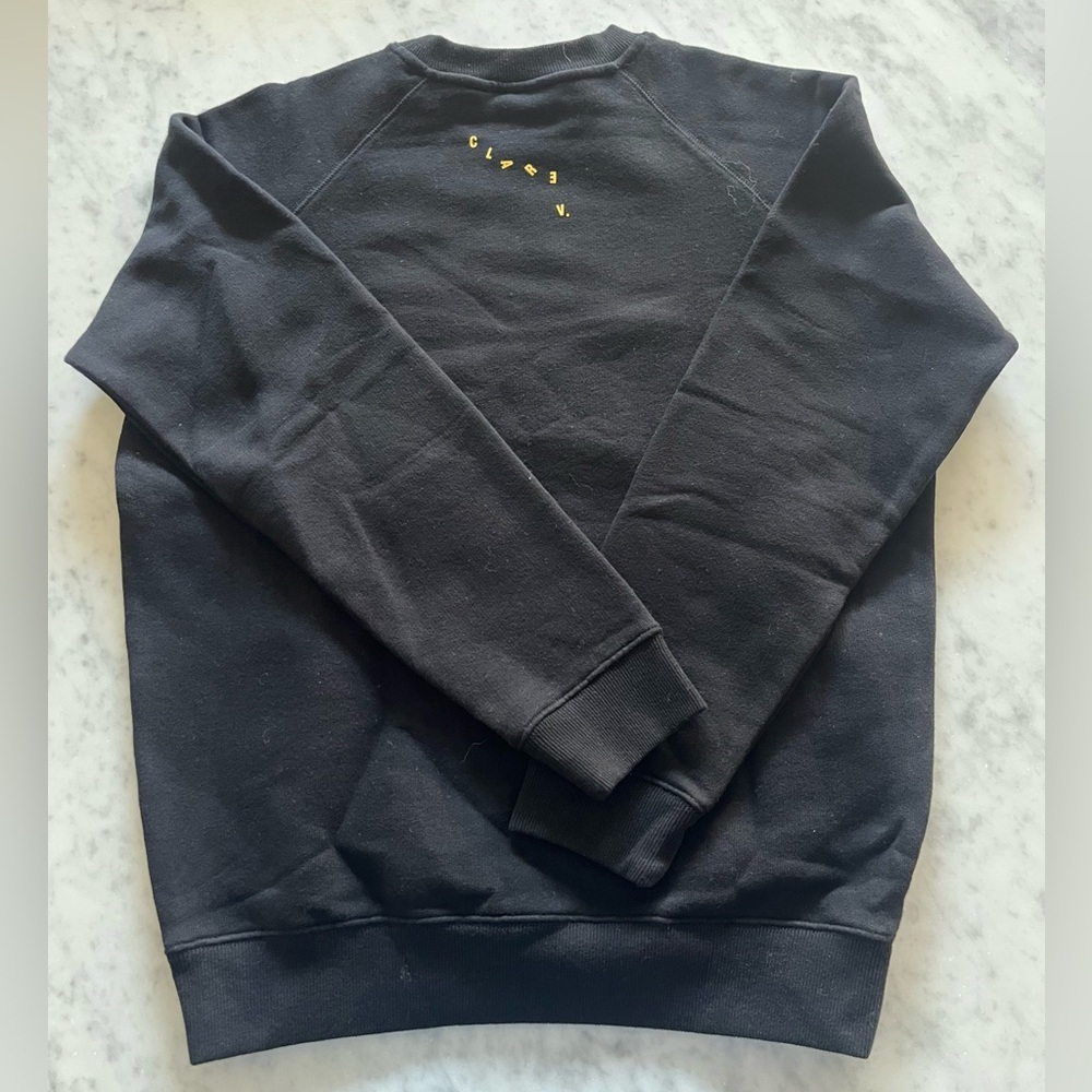 NWT Clare V. Sweatshirt in Black w/ Marigold Embroidered Le Weekend XS - Picture 2 of 6